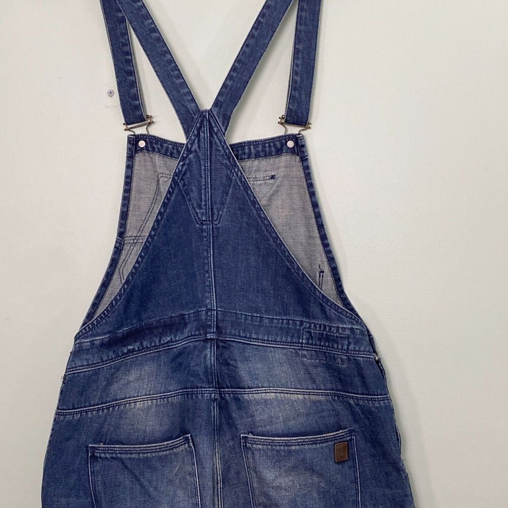 Zara Man Denim Overalls Mens Medium Blue Straight Leg Distressed Cotton Workwear - Picture 7 of 14